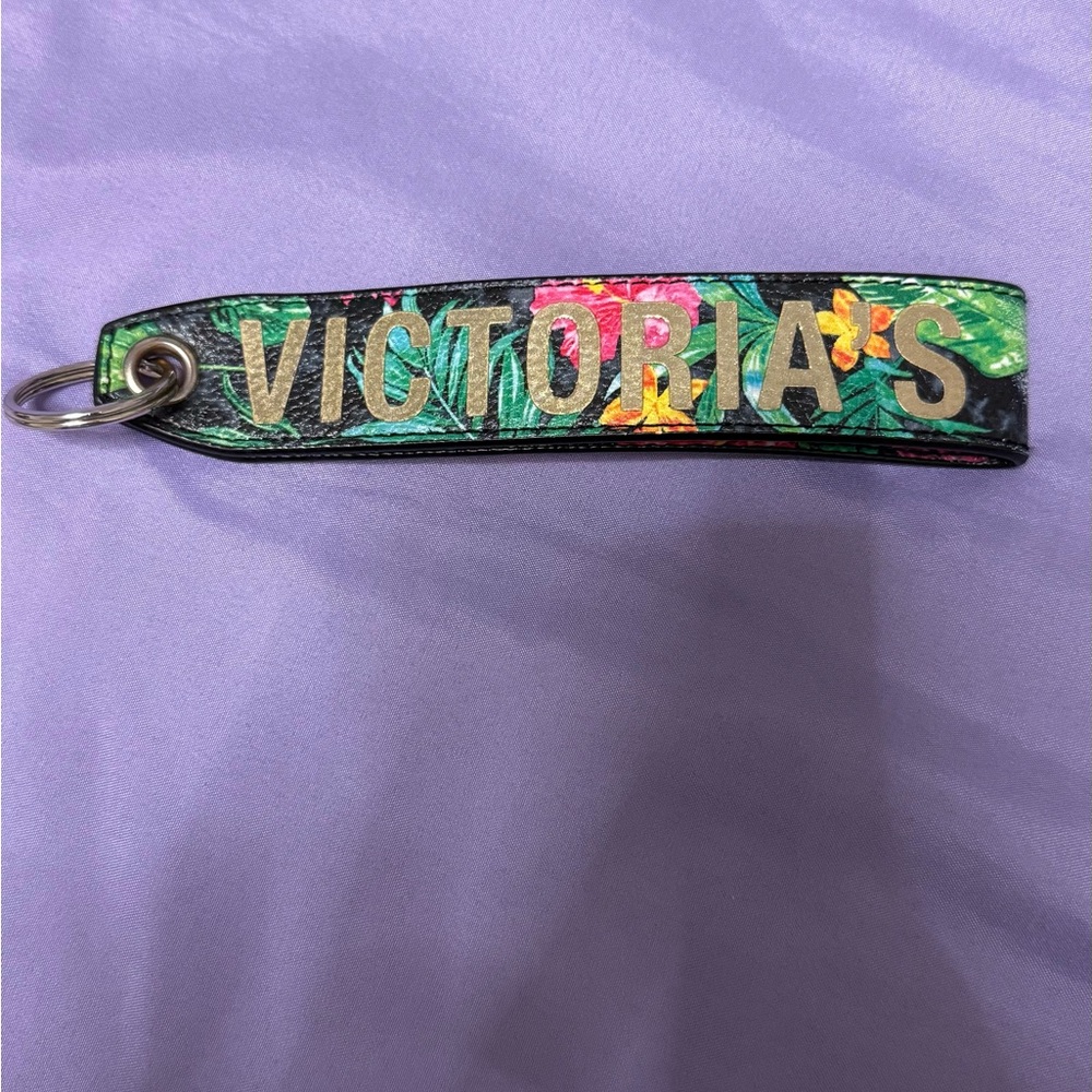 Victoria's Secret Tropical Keychain with Pink and Green Accents